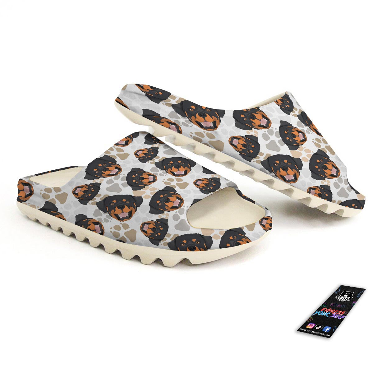 Face Rottweiler Print Pattern Sandals-grizzshop