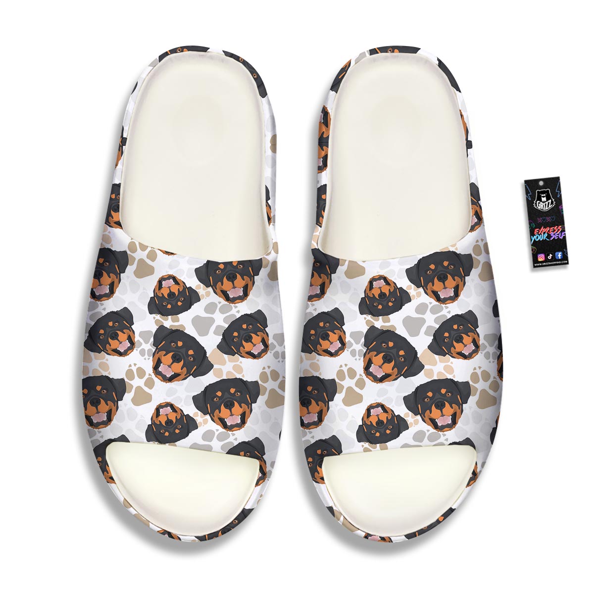 Face Rottweiler Print Pattern Sandals-grizzshop