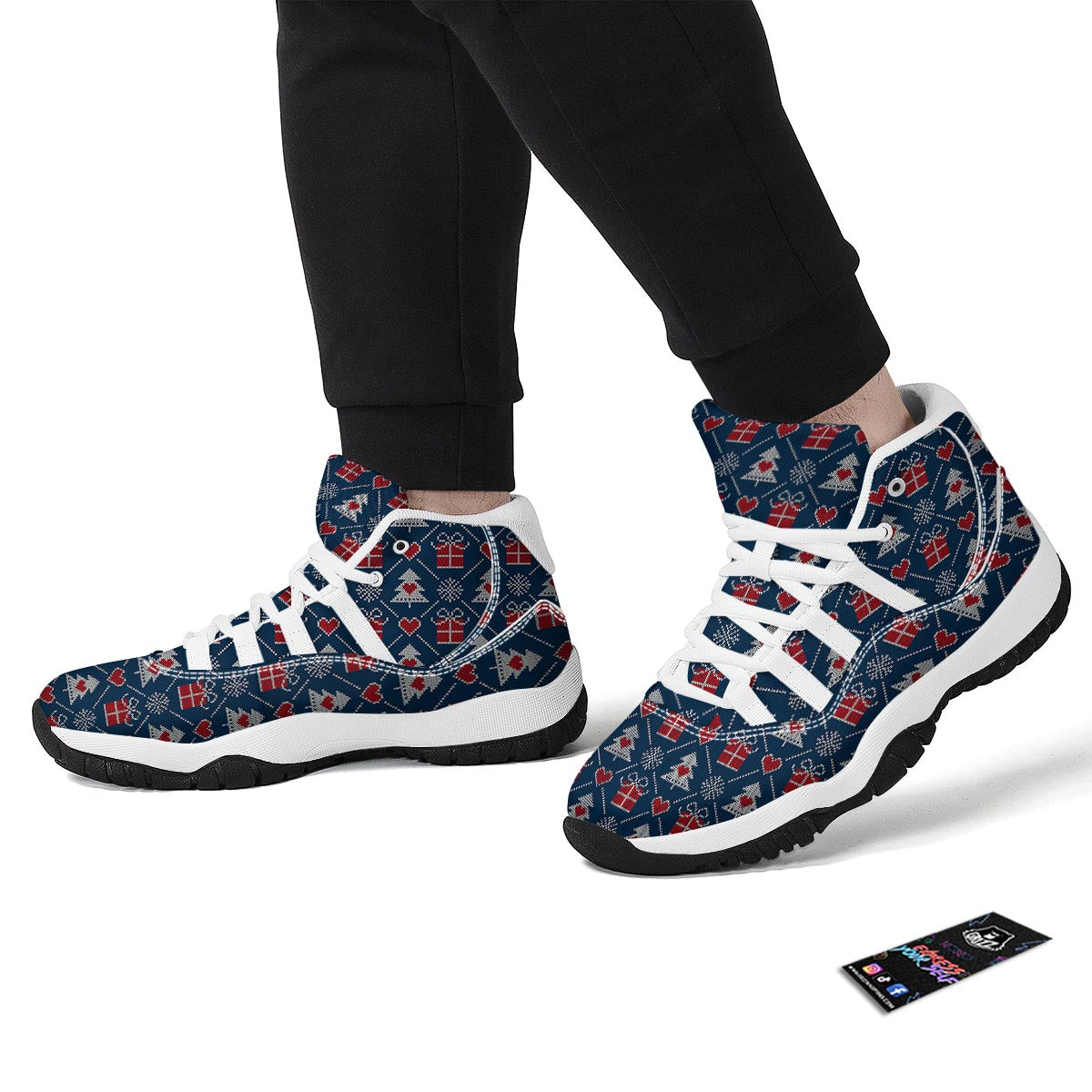 Fairisle Gift Christmas Pattern Print White Bball Shoes-grizzshop
