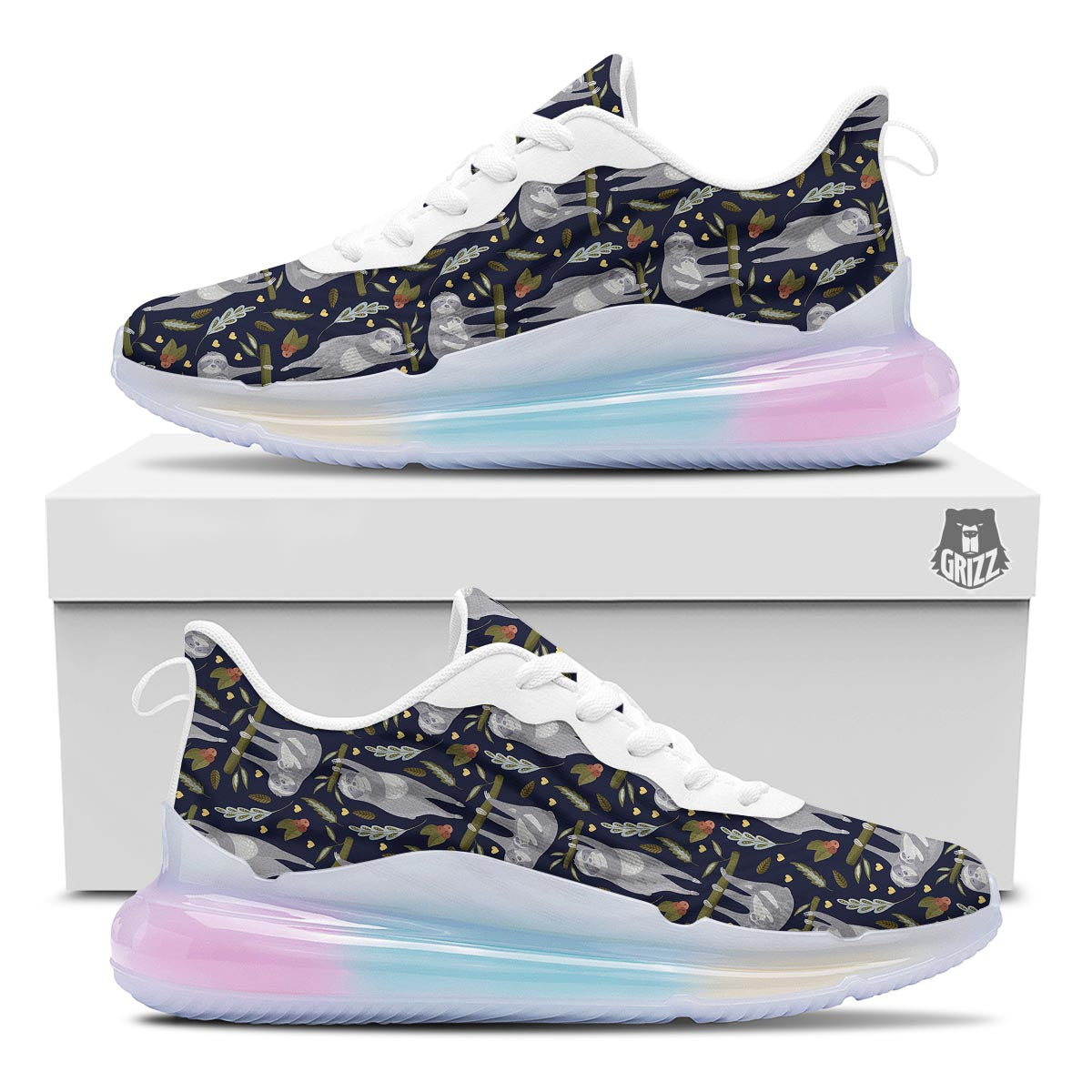 Family Sloth Print Pattern Running Sneakers-grizzshop