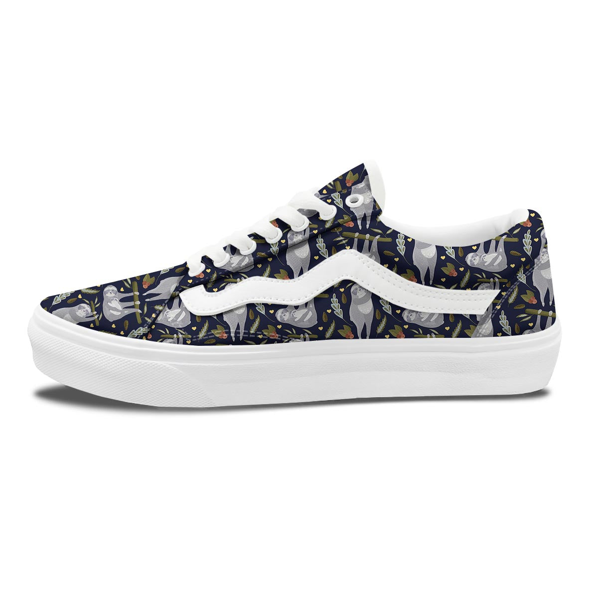 Family Sloth Print Pattern Skate Shoes-grizzshop