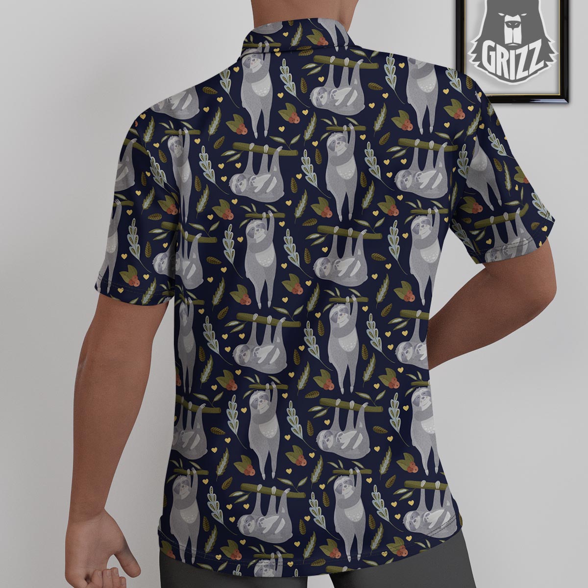 Family Sloth Print Pattern Untucked Shirts-grizzshop