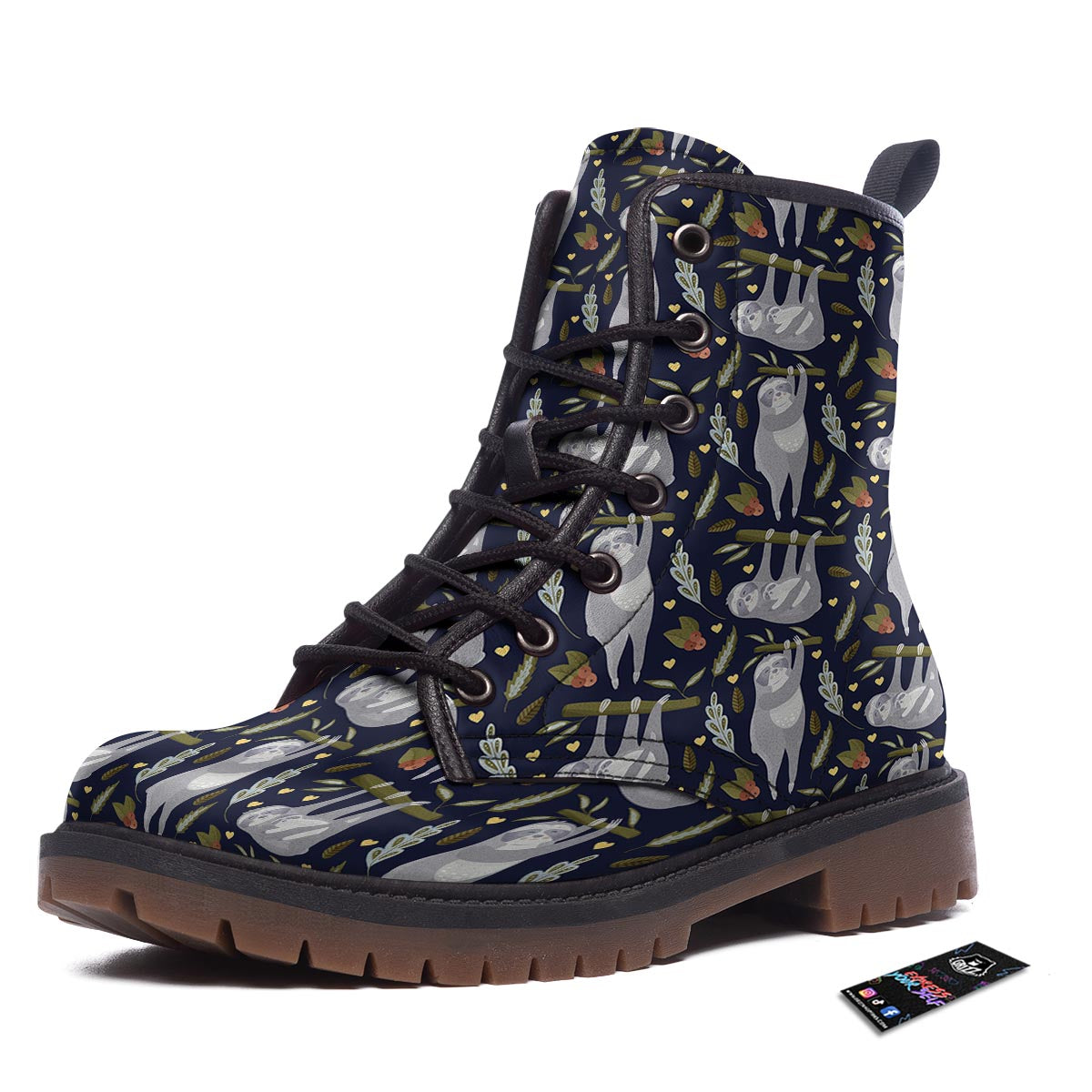 Family Sloth Print Pattern Work Boots-grizzshop