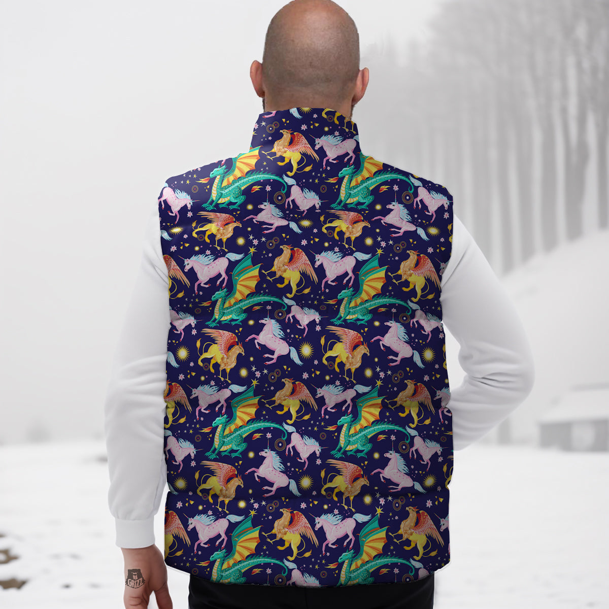 Fantastic Beasts Print Pattern Down Vest-grizzshop