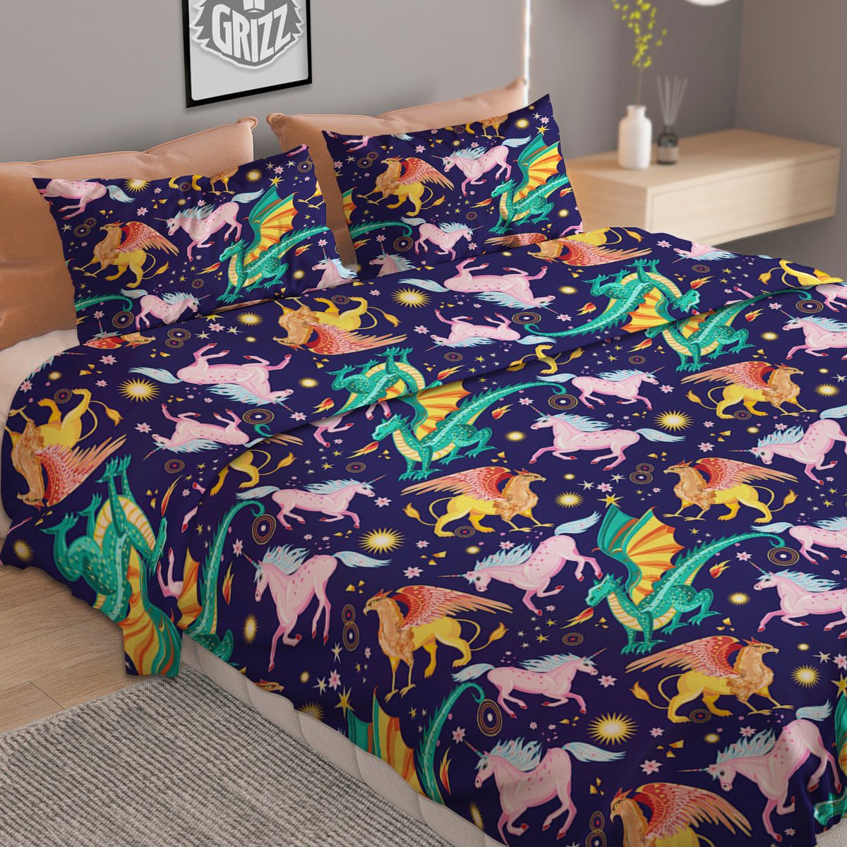 Fantastic Beasts Print Pattern Duvet Cover Bedding Set-grizzshop