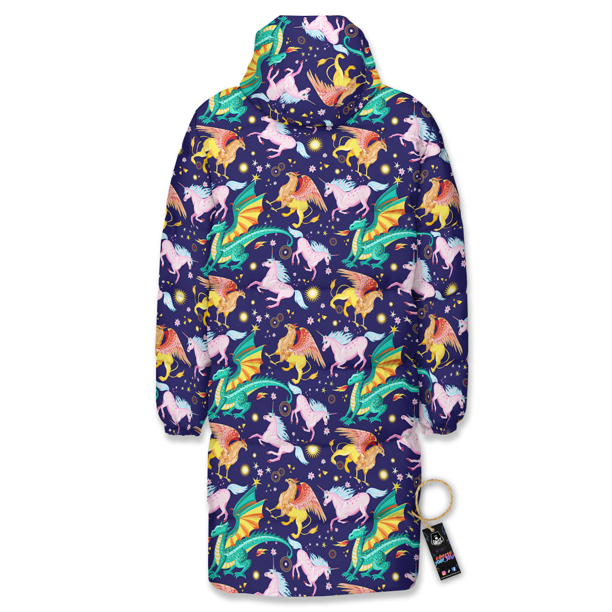 Fantastic Beasts Print Pattern Long Down Jacket-grizzshop