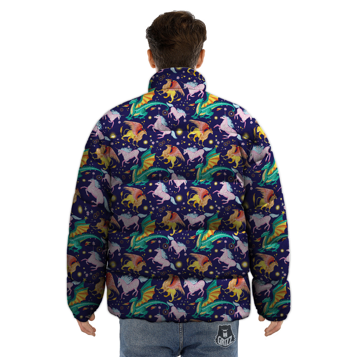Fantastic Beasts Print Pattern Puffer Jacket-grizzshop