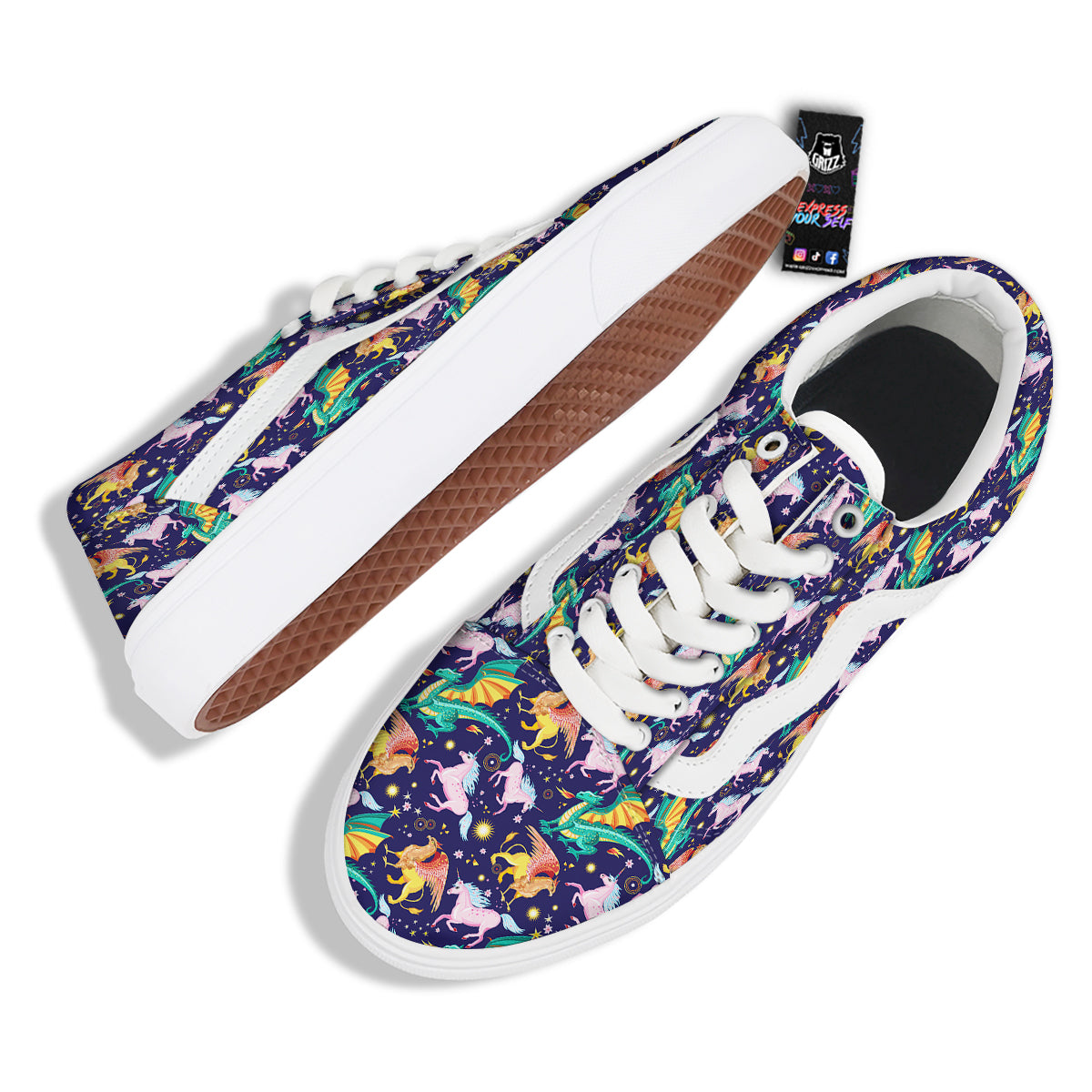 Fantastic Beasts Print Pattern Skate Shoes-grizzshop