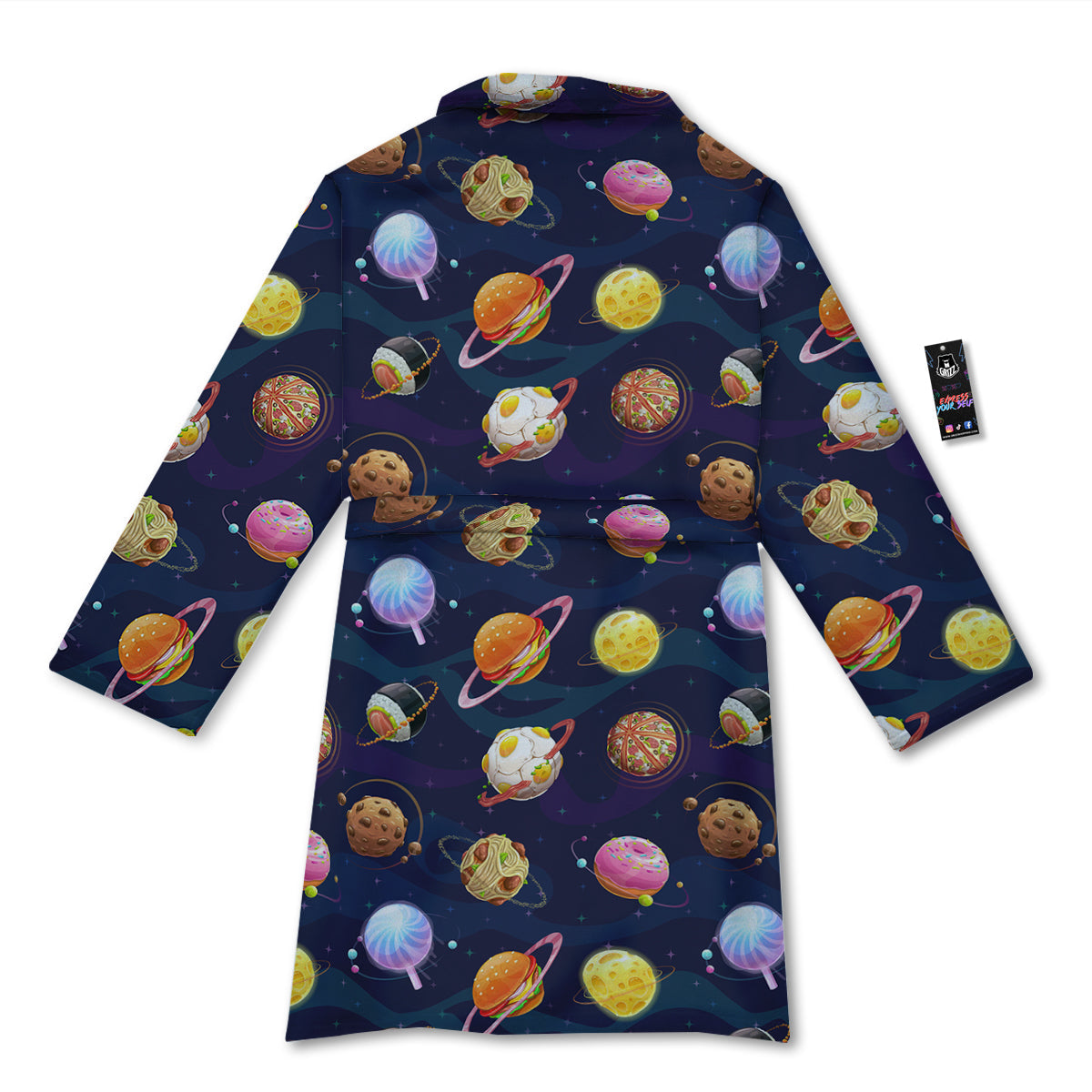 Fantasy Food Planets Print Pattern Bathrobe-grizzshop