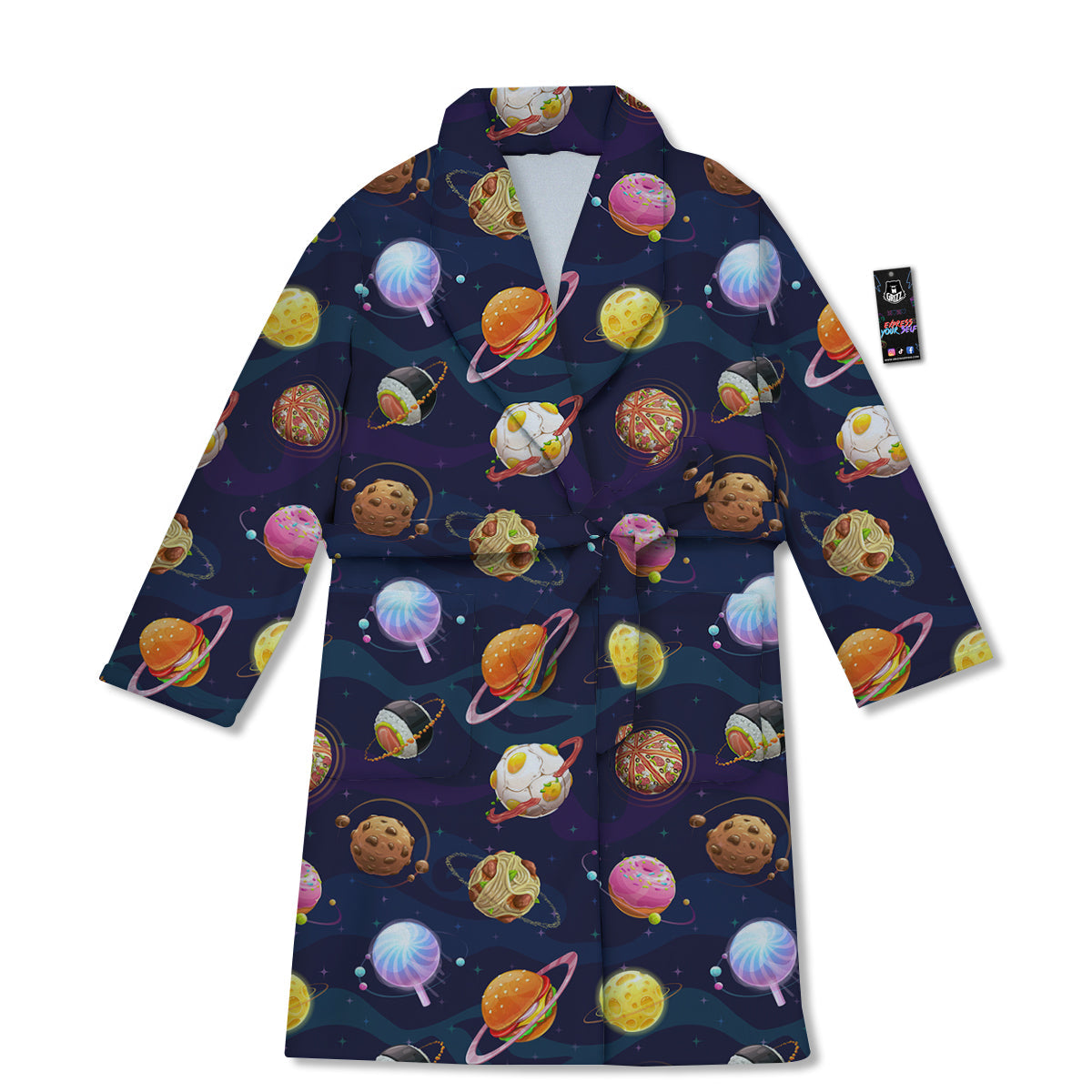 Fantasy Food Planets Print Pattern Bathrobe-grizzshop