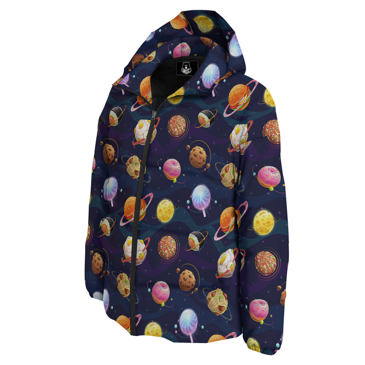 Fantasy Food Planets Print Pattern Down Jacket-grizzshop