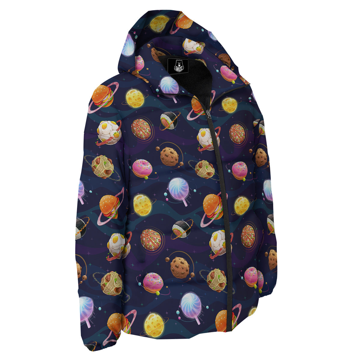 Fantasy Food Planets Print Pattern Down Jacket-grizzshop