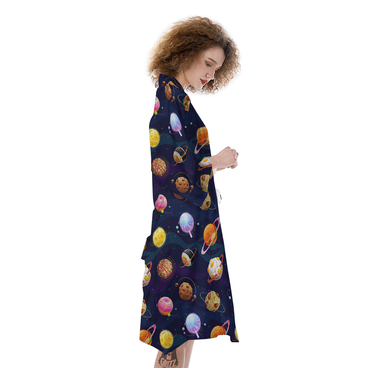 Fantasy Food Planets Print Pattern Kimono-grizzshop
