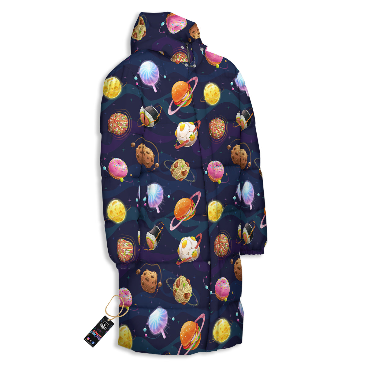 Fantasy Food Planets Print Pattern Long Down Jacket-grizzshop