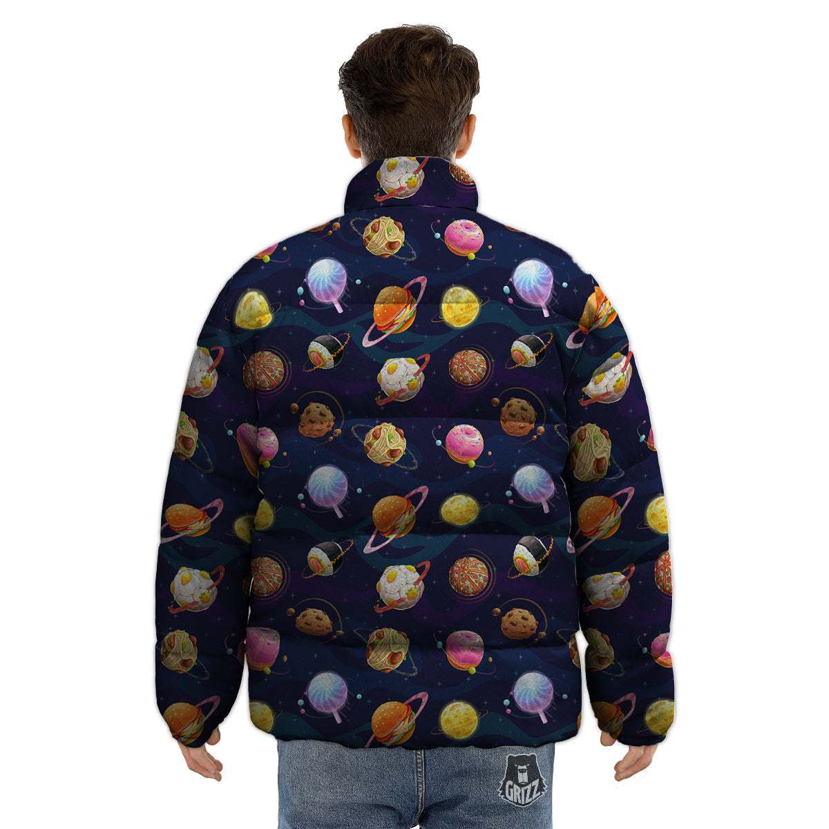 Fantasy Food Planets Print Pattern Puffer Jacket-grizzshop