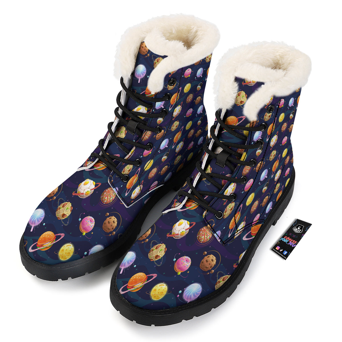 Fantasy Food Planets Print Pattern Winter Boots-grizzshop