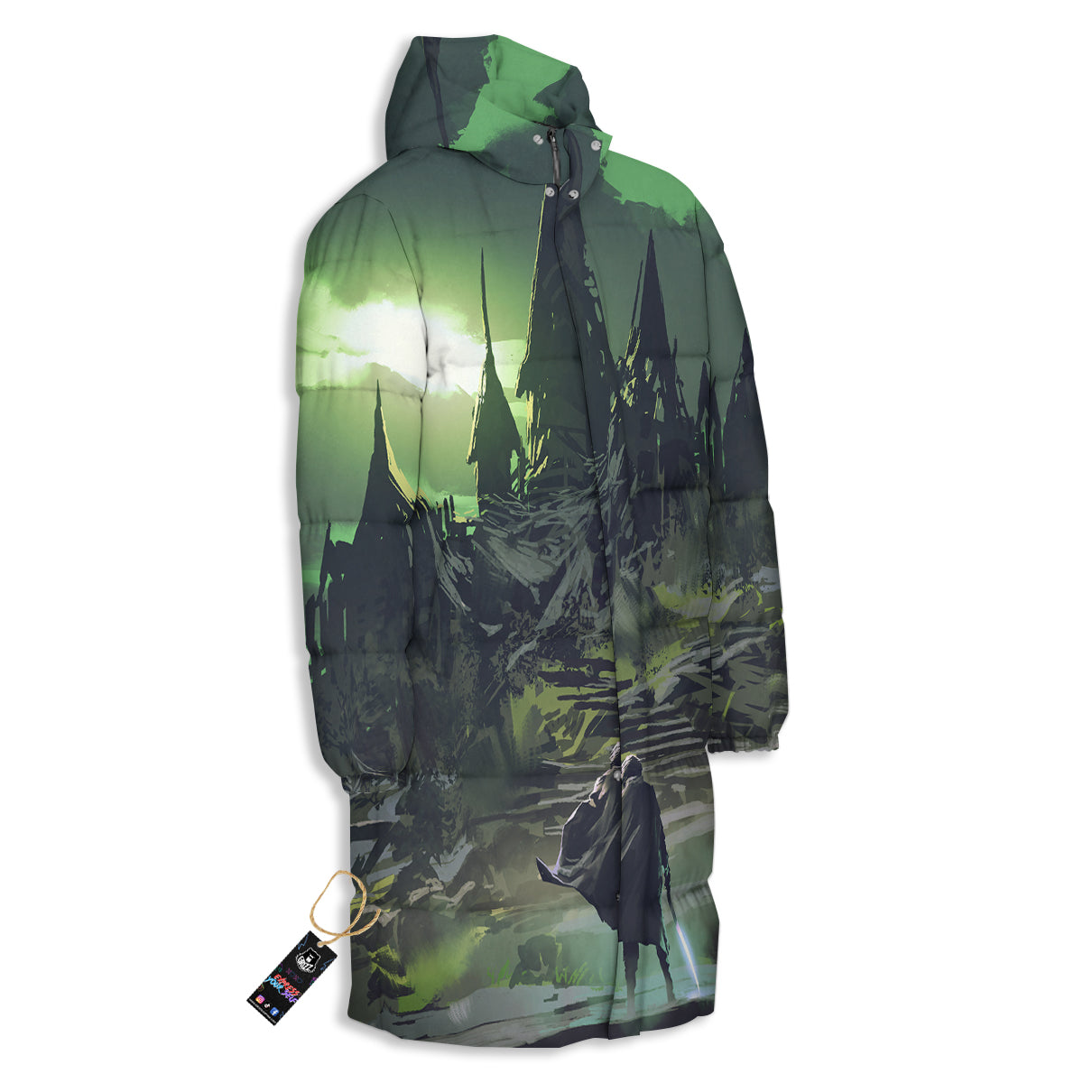 Fantasy Knight And Castle Long Down Jacket-grizzshop