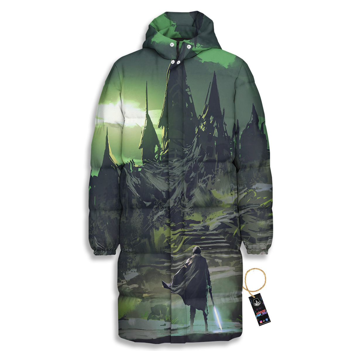 Fantasy Knight And Castle Long Down Jacket-grizzshop