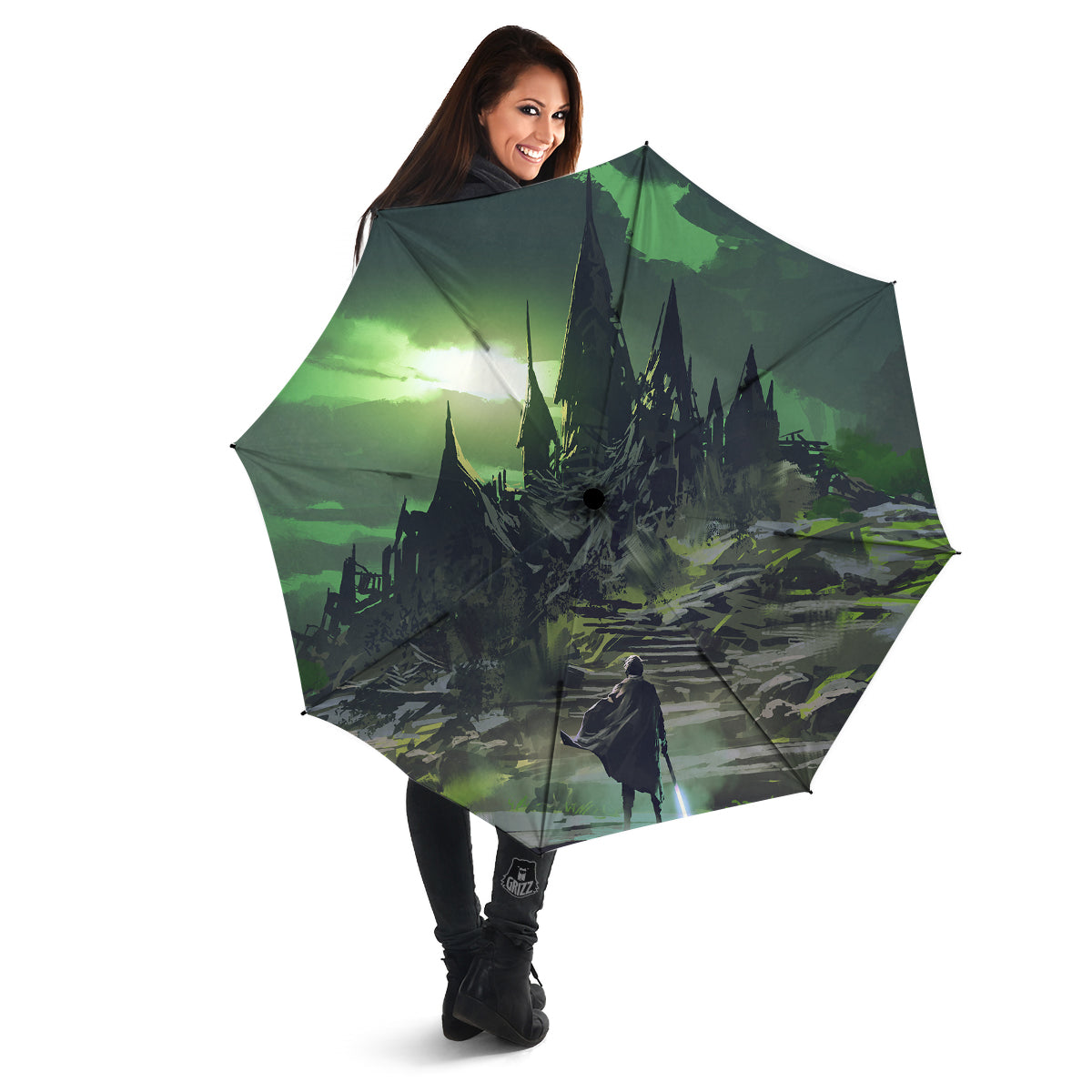 Fantasy Knight And Castle Umbrella-grizzshop