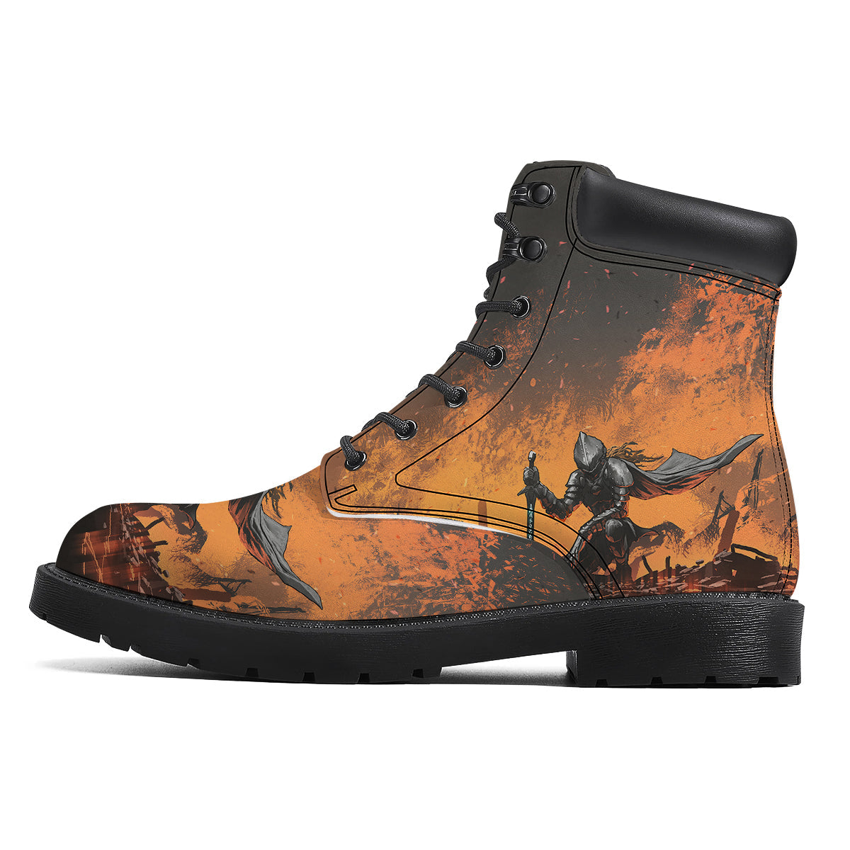 Fantasy Knight On Fire Print Boots-grizzshop