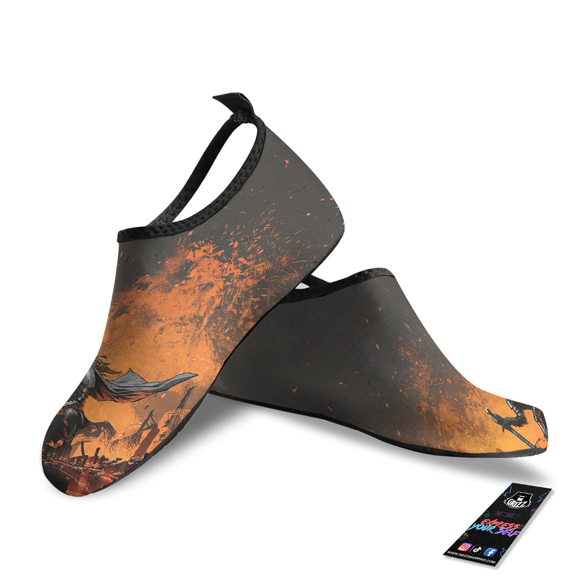 Fantasy Knight On Fire Print Water Shoes-grizzshop