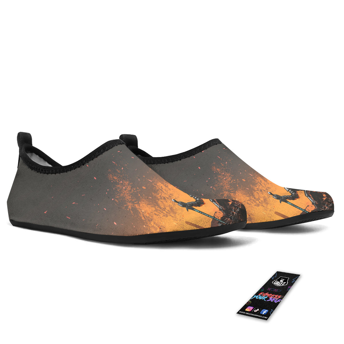 Fantasy Knight On Fire Print Water Shoes-grizzshop