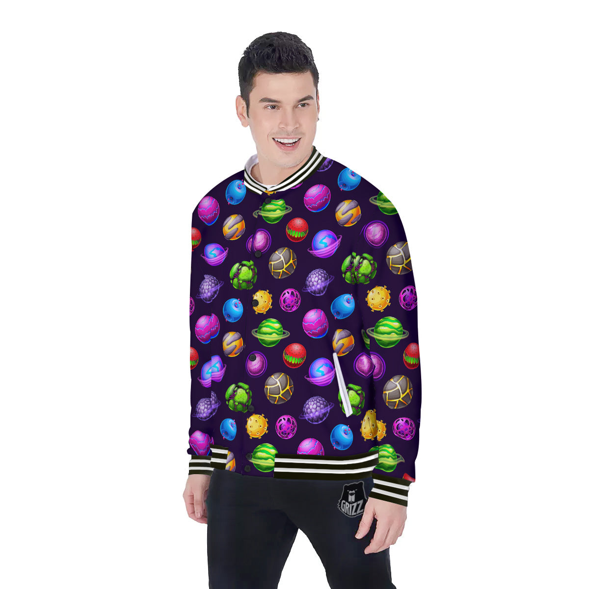 Fantasy Planets In Space Universe Print Pattern Baseball Jacket-grizzshop