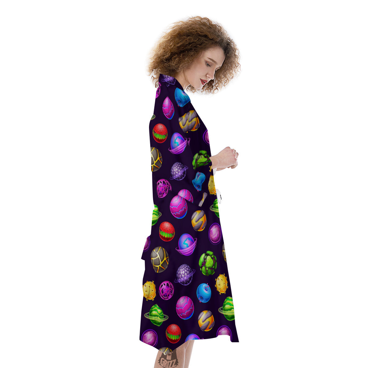 Fantasy Planets In Space Universe Print Pattern Kimono-grizzshop