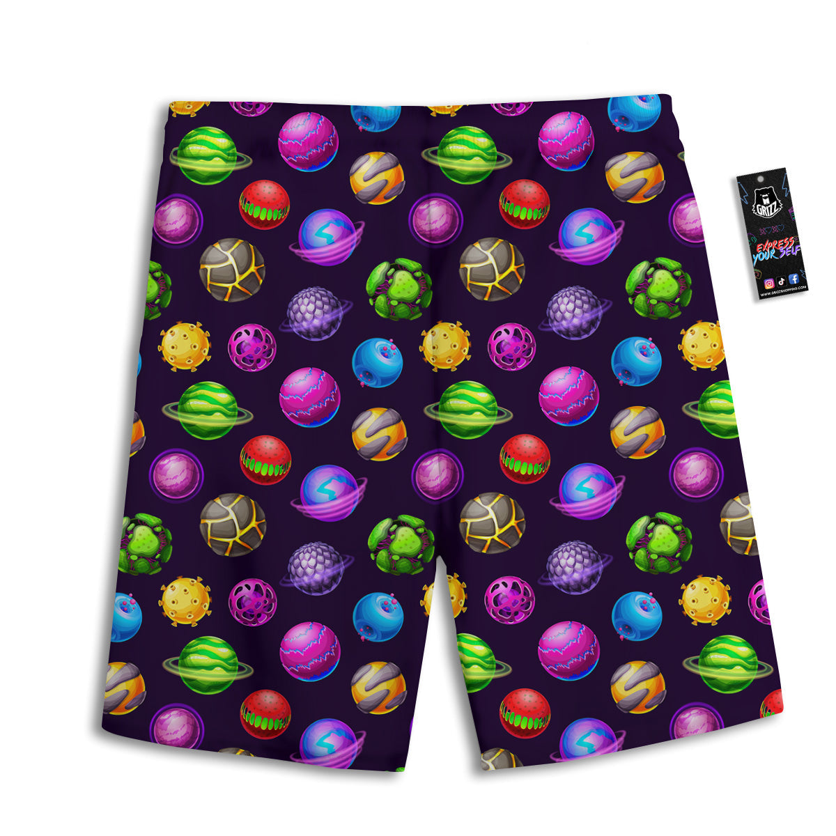 Fantasy Planets In Space Universe Print Pattern Men's Athletic Shorts