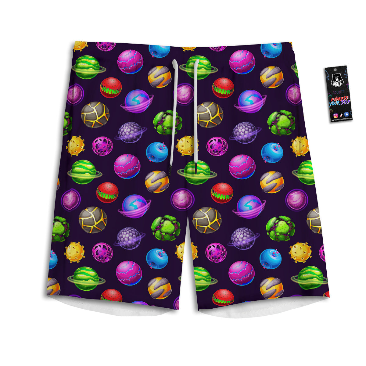 Fantasy Planets In Space Universe Print Pattern Men's Athletic Shorts