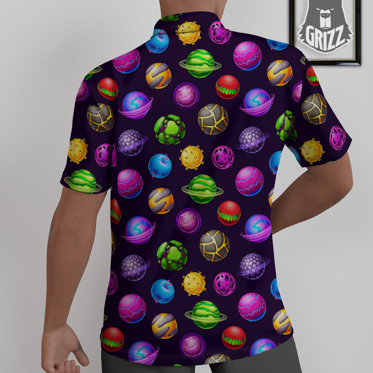 Fantasy Planets In Space Universe Print Pattern Untucked Shirts-grizzshop