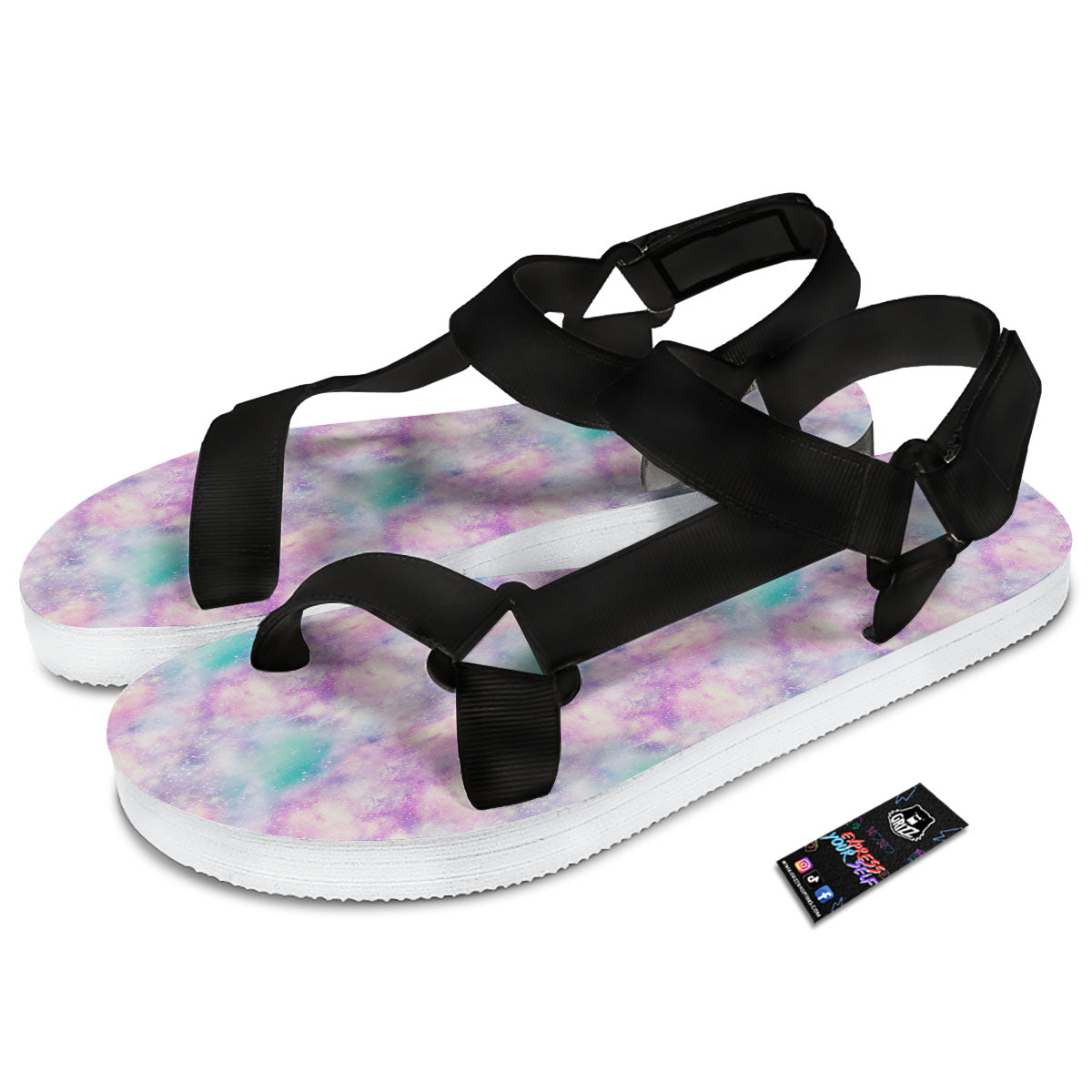 Fantasy Star Print Pattern Black Open Toe Sandals-grizzshop