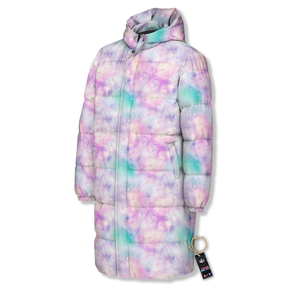 Fantasy Star Print Pattern Long Down Jacket-grizzshop