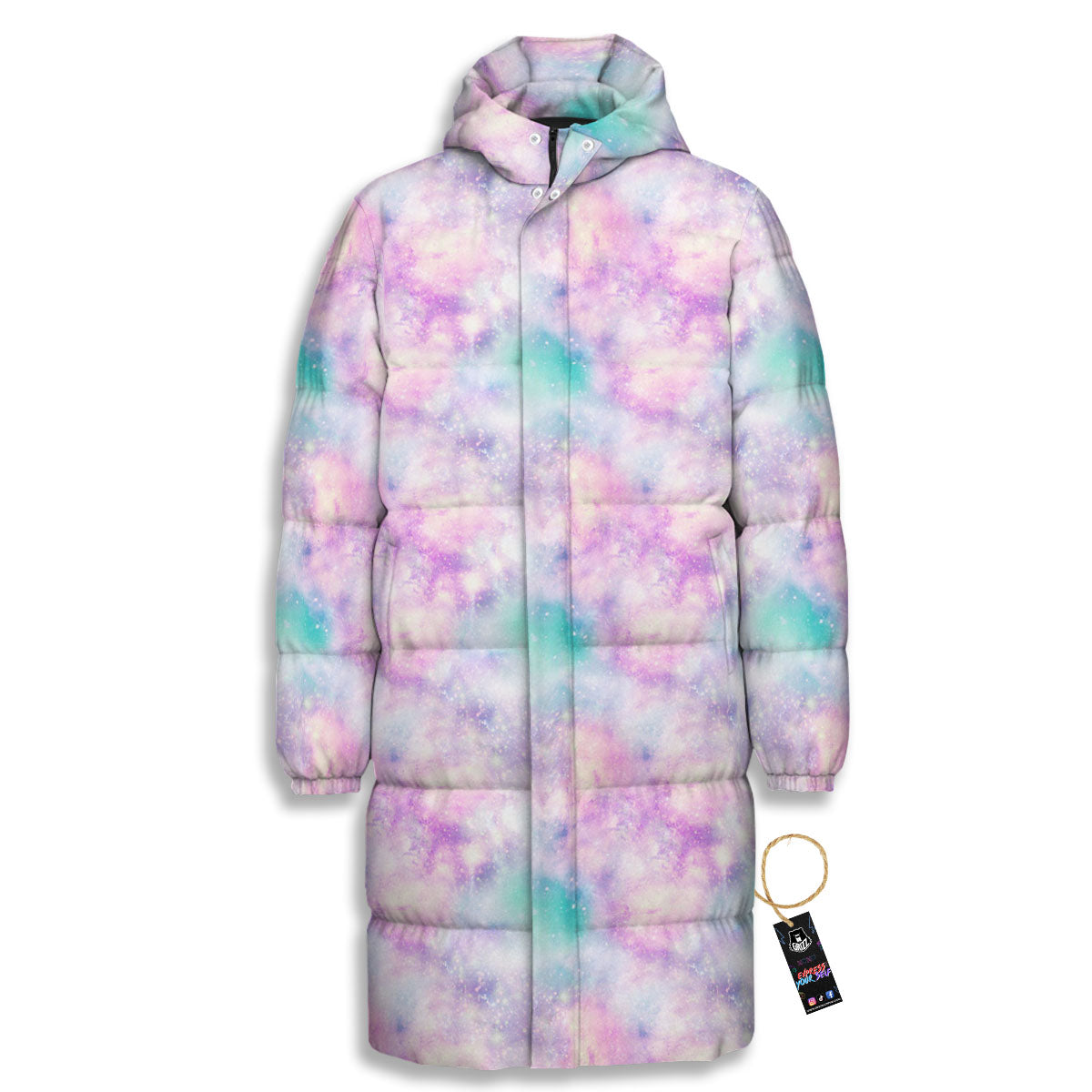 Fantasy Star Print Pattern Long Down Jacket-grizzshop