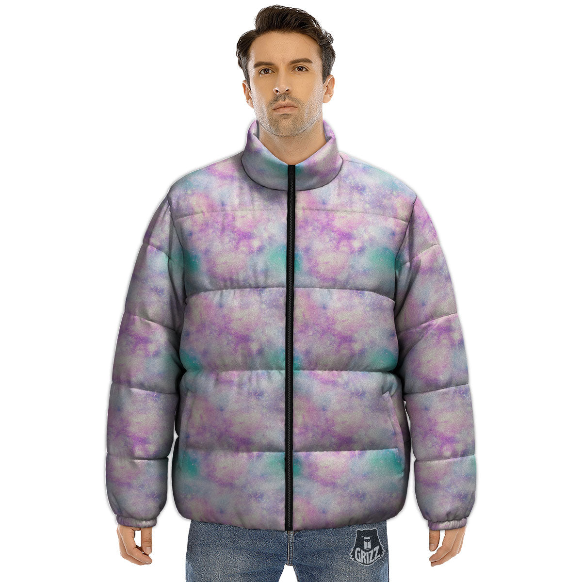 Fantasy Star Print Pattern Puffer Jacket-grizzshop