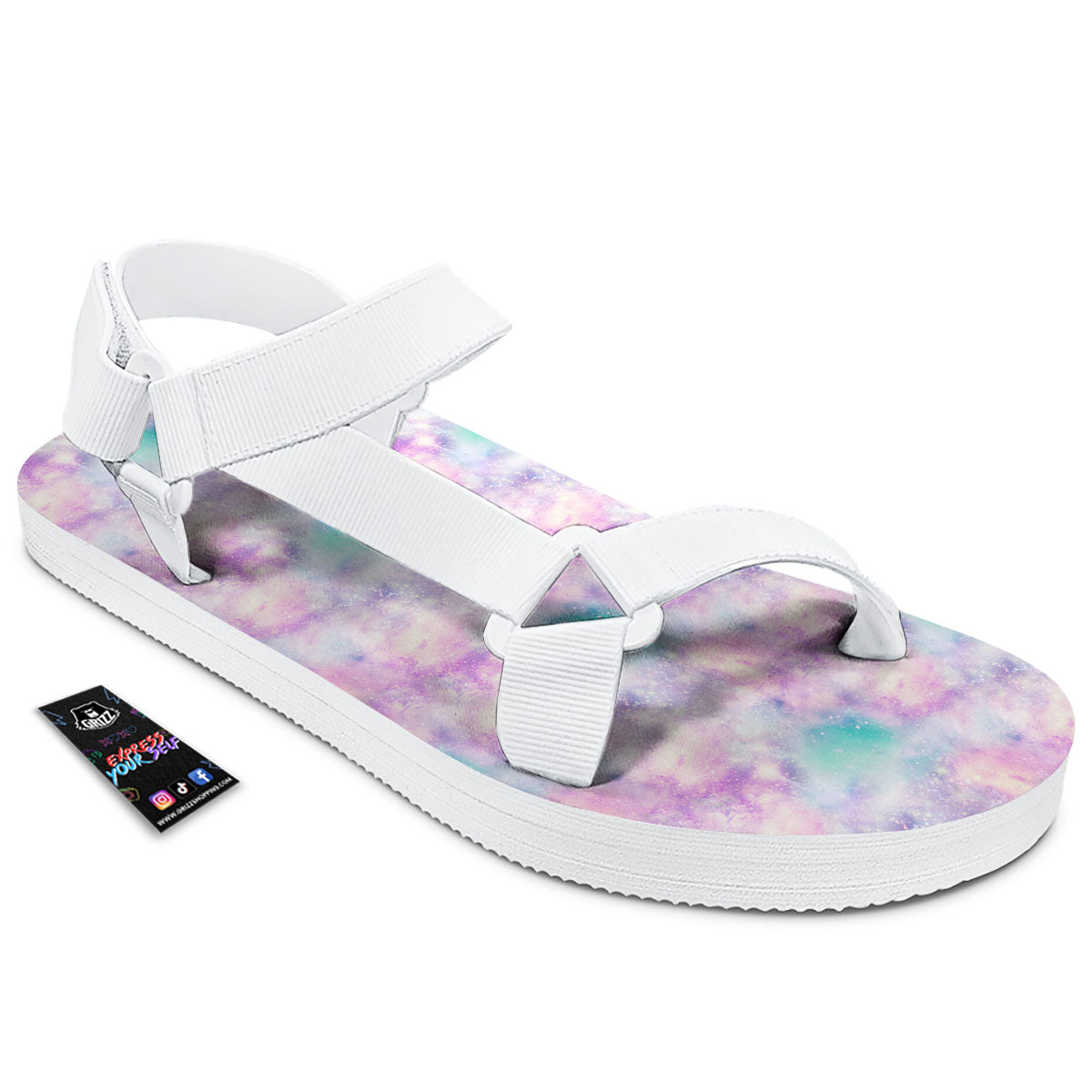 Fantasy Star Print Pattern White Open Toe Sandals-grizzshop