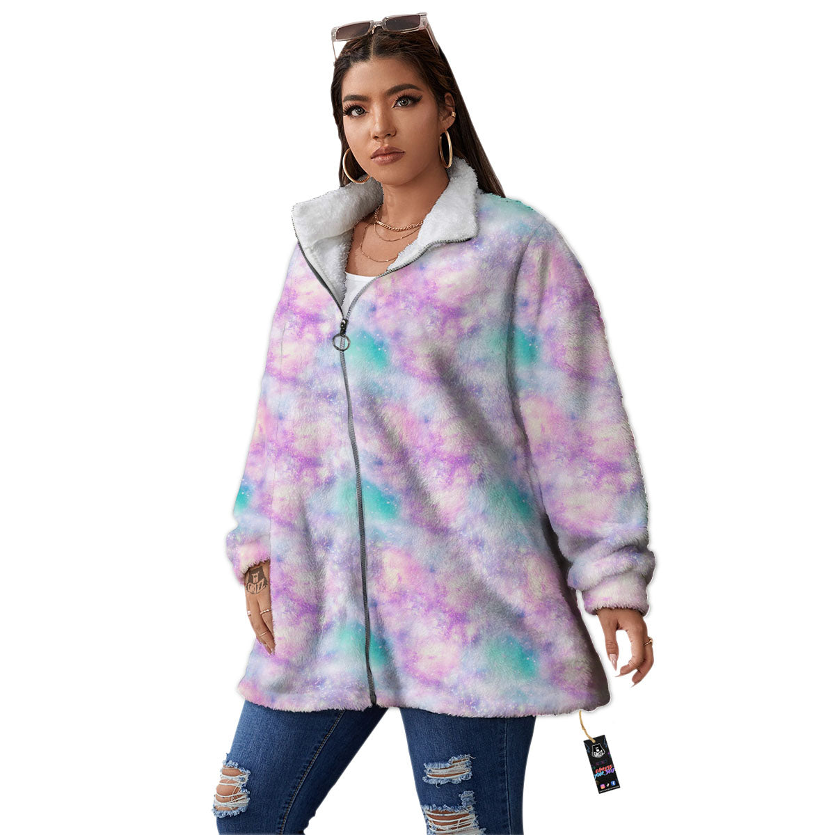 Fantasy Star Print Pattern Women's Sherpa Jacket-grizzshop