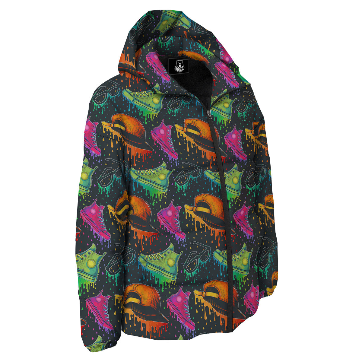Fashion Colorful Print Pattern Down Jacket-grizzshop