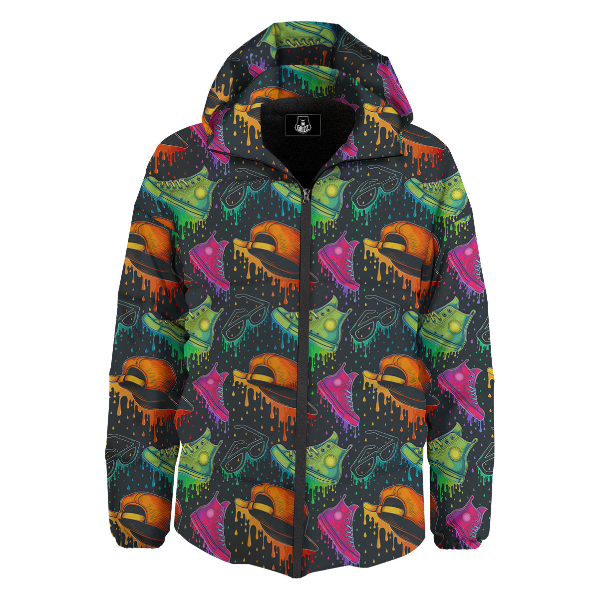 Fashion Colorful Print Pattern Down Jacket-grizzshop