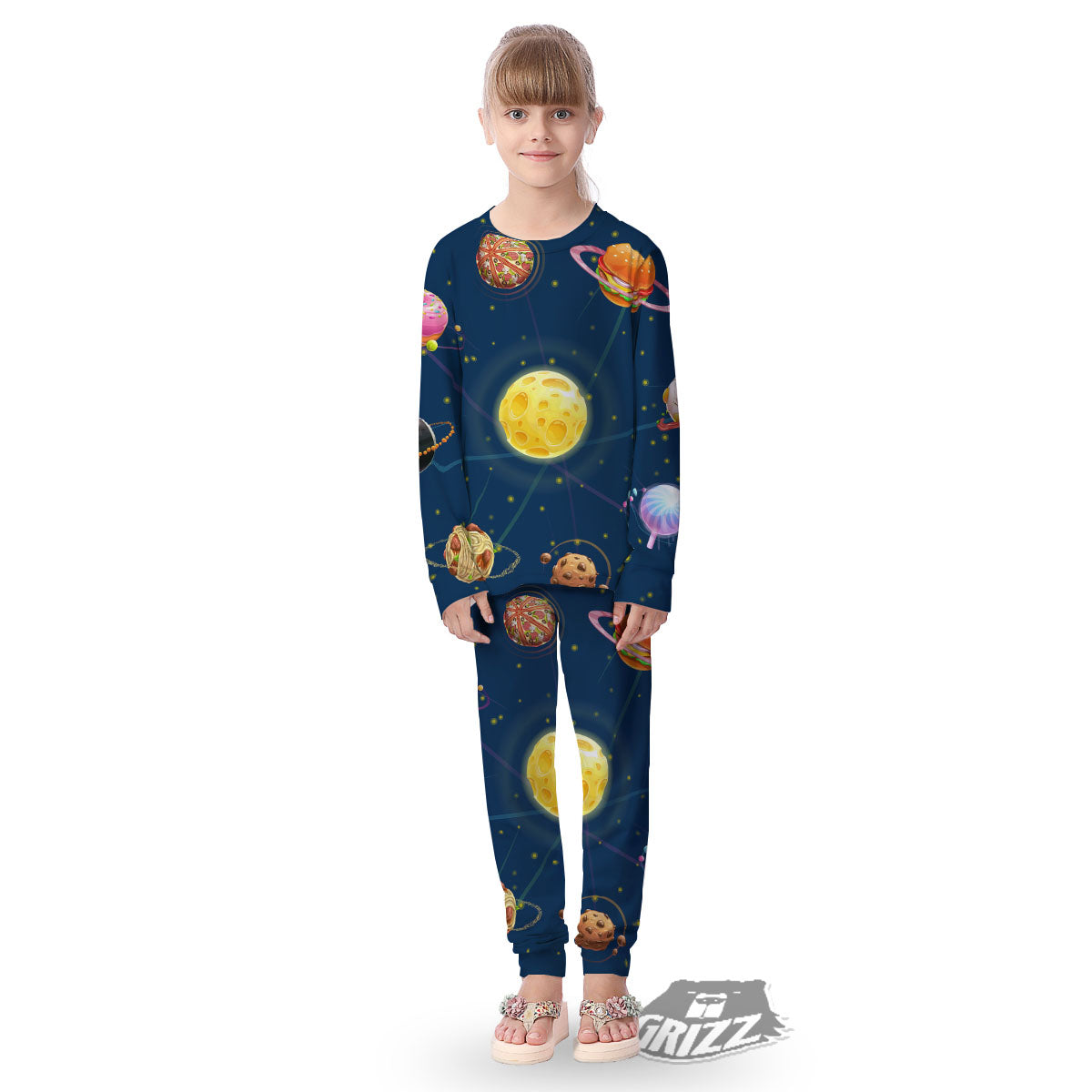 Fast Food Planets Set Print Kid's Pajamas-grizzshop