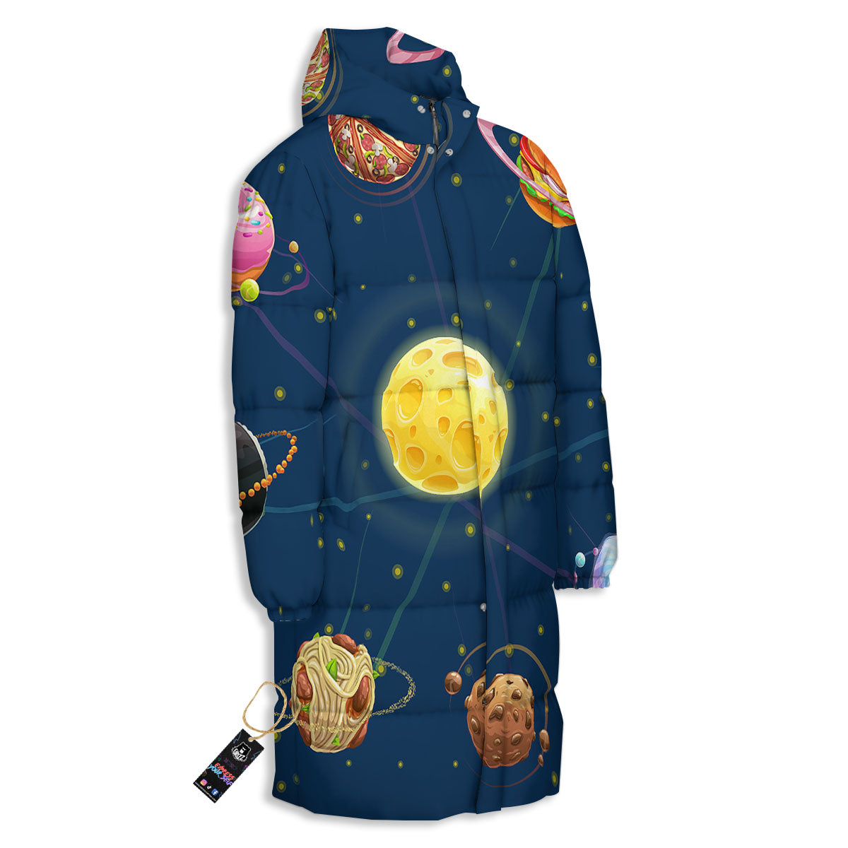 Fast Food Planets Set Print Long Down Jacket-grizzshop