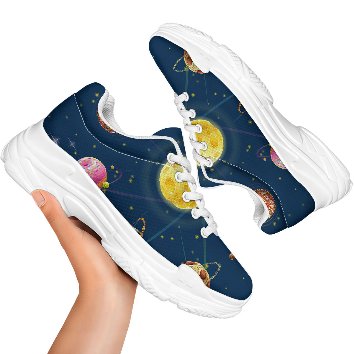 Fast Food Planets Set Print White Chunky Shoes-grizzshop