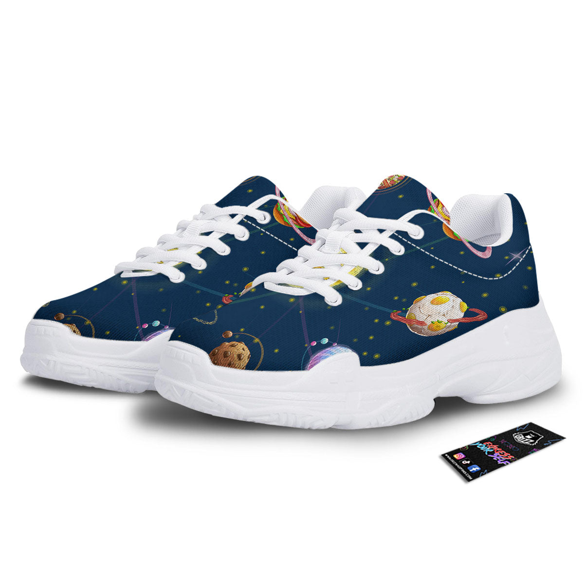Fast Food Planets Set Print White Chunky Shoes-grizzshop