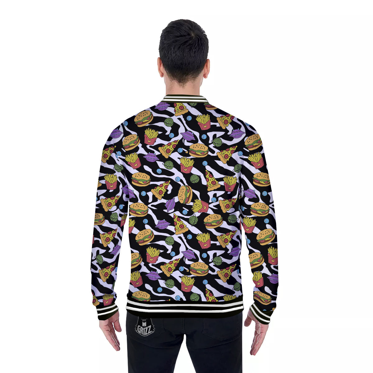 Fastfood Cute Zebra Print Pattern Baseball Jacket-grizzshop