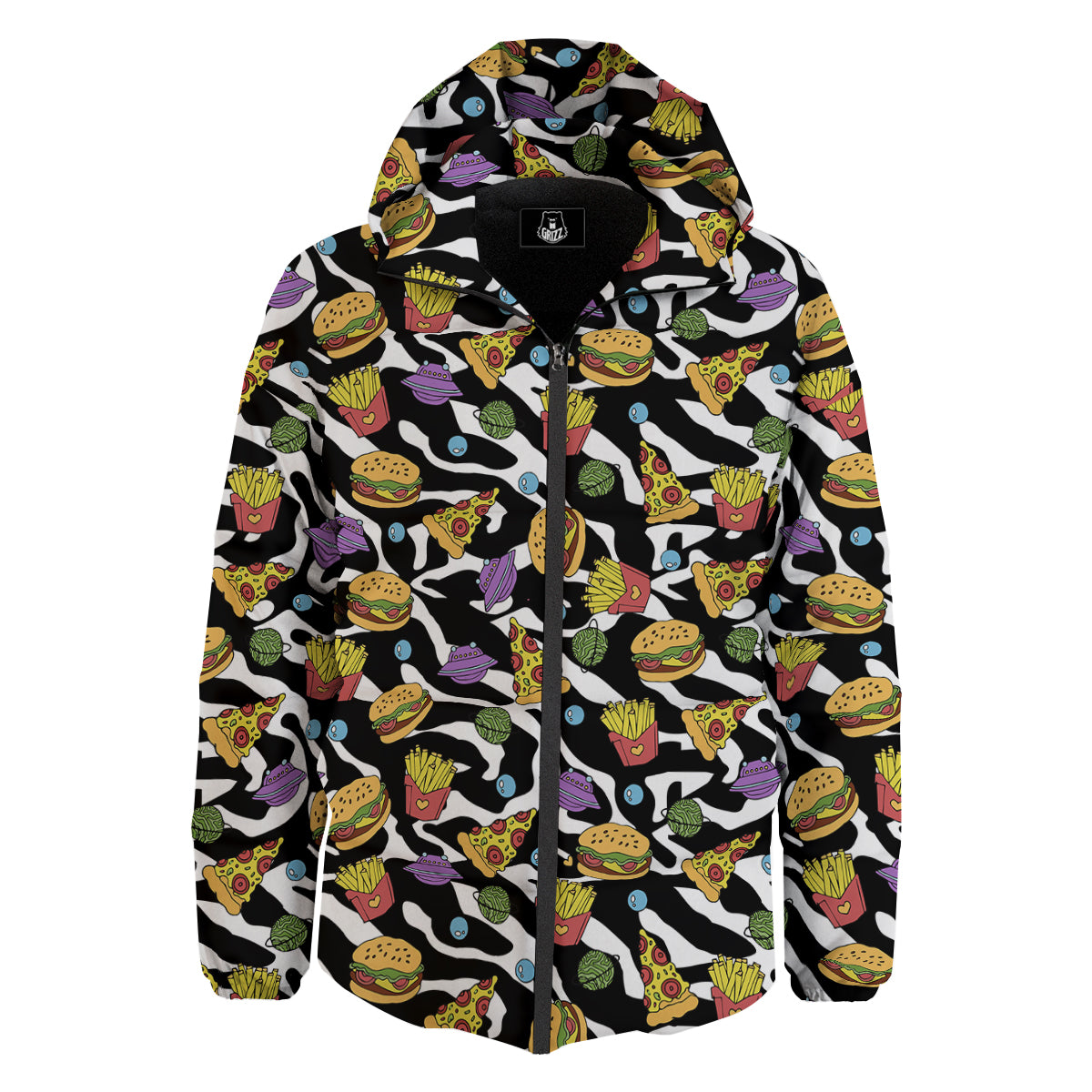 Fastfood Cute Zebra Print Pattern Down Jacket-grizzshop