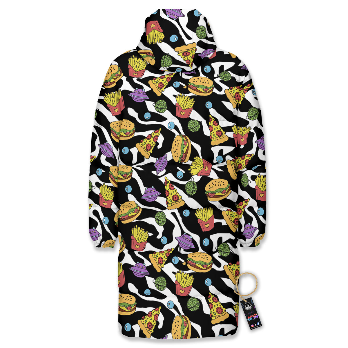 Fastfood Cute Zebra Print Pattern Long Down Jacket-grizzshop