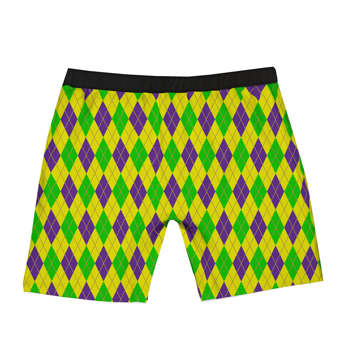 Fat Tuesday Argyle Mardi Gras Print Boxer Briefs-grizzshop