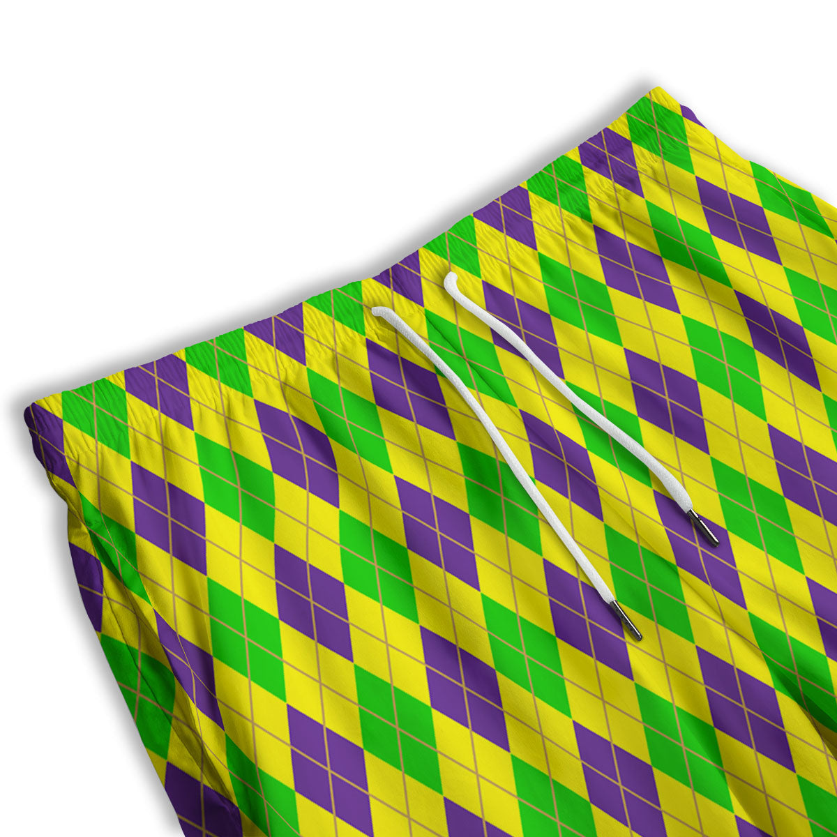 Fat Tuesday Argyle Mardi Gras Print Men's Athletic Shorts
