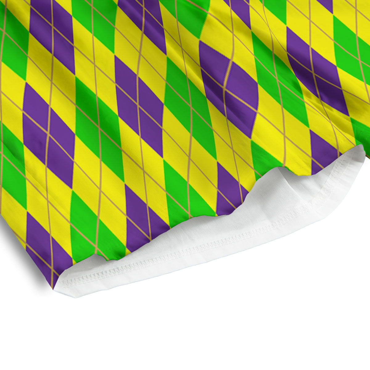 Fat Tuesday Argyle Mardi Gras Print Men's Athletic Shorts