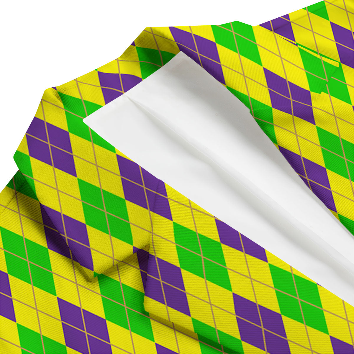 Fat Tuesday Argyle Mardi Gras Print Men's Blazer-grizzshop